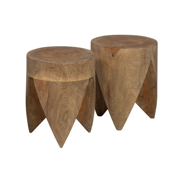 Măsuțe auxiliare rotunde din lemn  de mango 2 buc. 30x30 cm Trunk – BePureHome