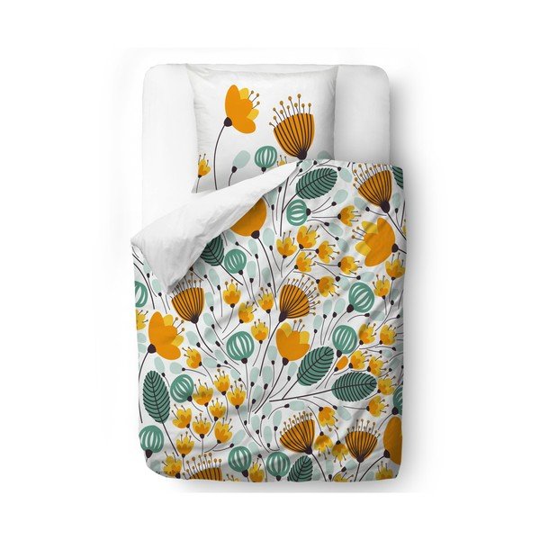 Lenjerie de pat din bumbac satinat Butter Kings Moody Flowers, 200 x 200 cm