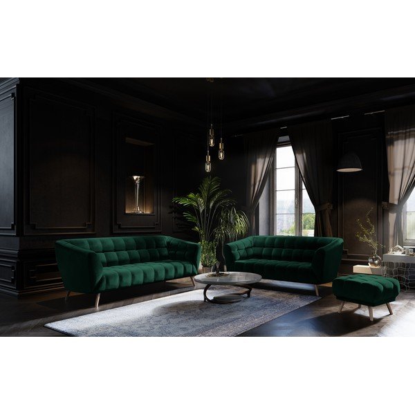 Taburet cu tapițerie de catifea Interieurs 86 Étoile, verde închis-image-3
