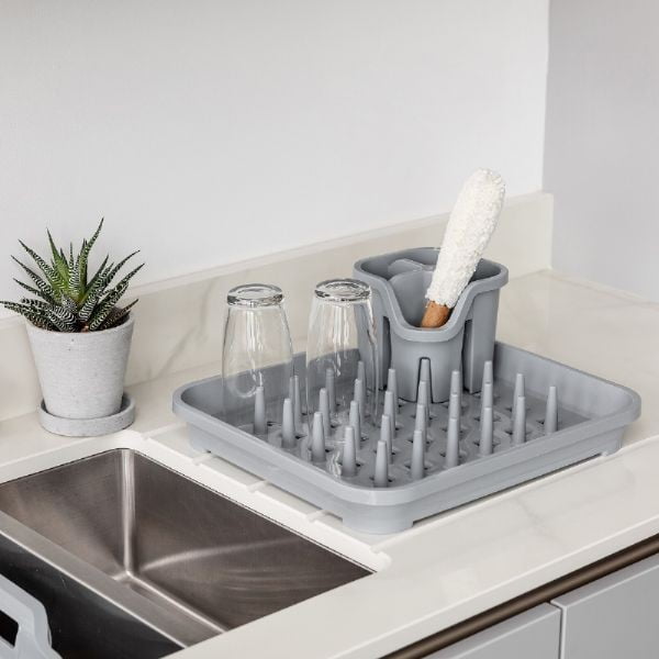 Scurgător pentru tacâmuri din plastic reciclat Addis Eco Range, gri-image-1