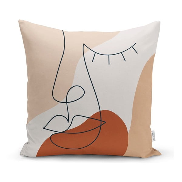 Față de pernă Minimalist Cushion Covers Drawing Face Pastel, 45 x 45 cm