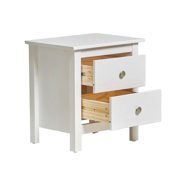 Noptieră cu 2 sertare din lemn masiv de pin Marckeric Berna, alb-image-4
