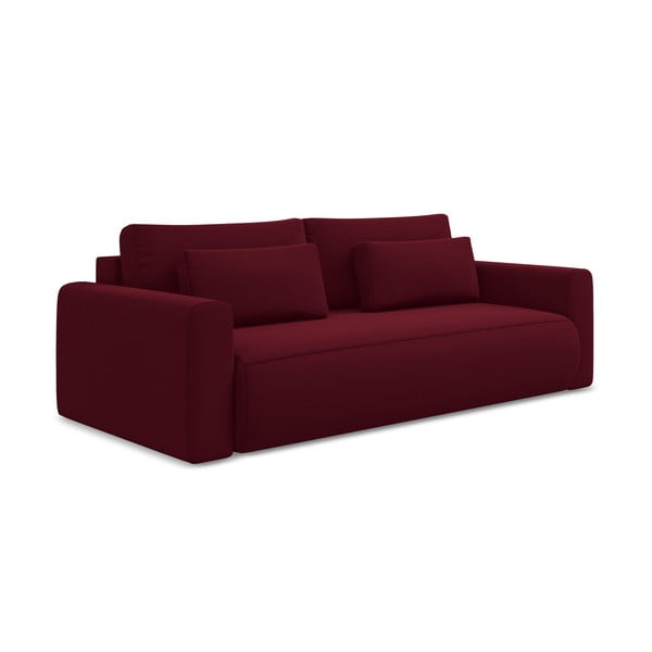 Canapea burgundy extensibilă/cu spațiu de depozitare cu tapițerie din catifea 238 cm Kapua – Makamii-image-1