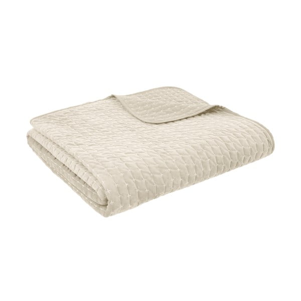 Cuvertură bej matlasată din catifea 240x260 cm Attica Velvet Embroidered – Bianca
