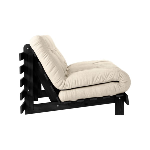 Canapea gri/bej extensibilă cu tapițerie din in 140 cm Roots Black Night – Karup Design-image-4