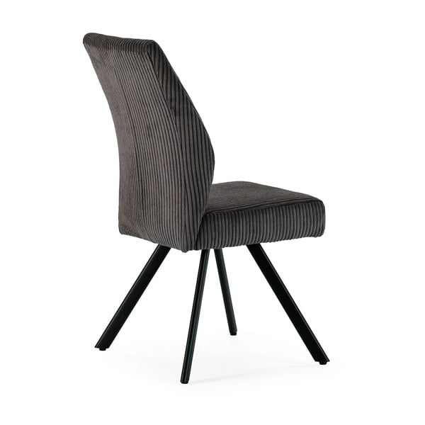 Scaune de dining gri-închis 2 buc. din catifea reiată Anibal – Marckeric-image-4