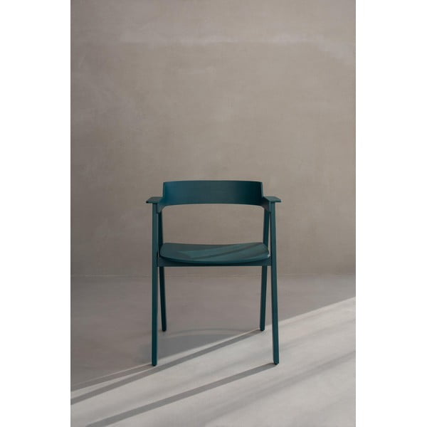 Scaun de dining petrol cu cotiere din lemn de stejar Flip – Gazzda-image-4