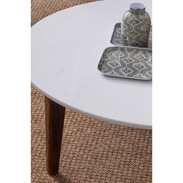 Măsuță de cafea albă/în culoare naturală cu blat din marmură 50x70 cm Sylvester – Bizzotto-image-3