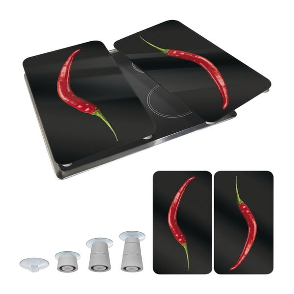 Set 2 protecții din sticlă pentru aragaz Wenko Peperoni, 52 x 30 cm-image-2