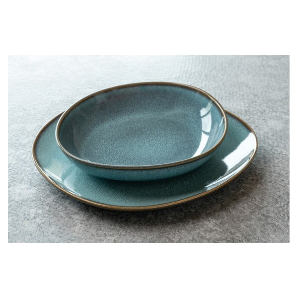 Bol din gresie ceramică Villeroy & Boch Like Lave, ø 28 cm, turcoaz - maro-image-1