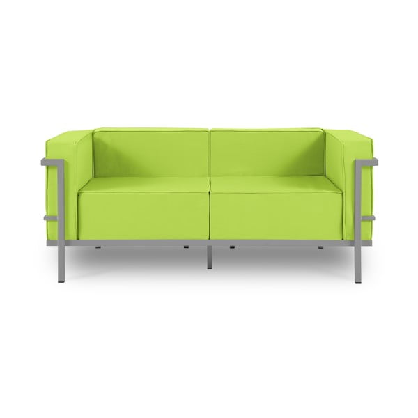 Canapea cu două locuri, adecvată pentru exterior Calme Jardin Cannes, verde lime - gri