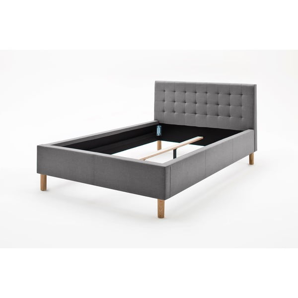 Pat gri deschis tapițat fără somieră 120x200 cm Malin – Meise Möbel-image-4