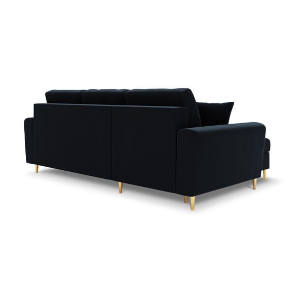 Colțar albastru închis extensibil, cu spațiu de depozitare cu tapițerie din catifea Kyoto – Cosmopolitan Design-image-3