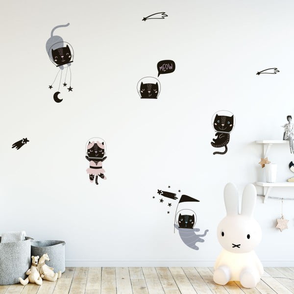 Set autocolante pentru perete Ambiance Scandinavian Animals Cosmonaut Cats-image-1