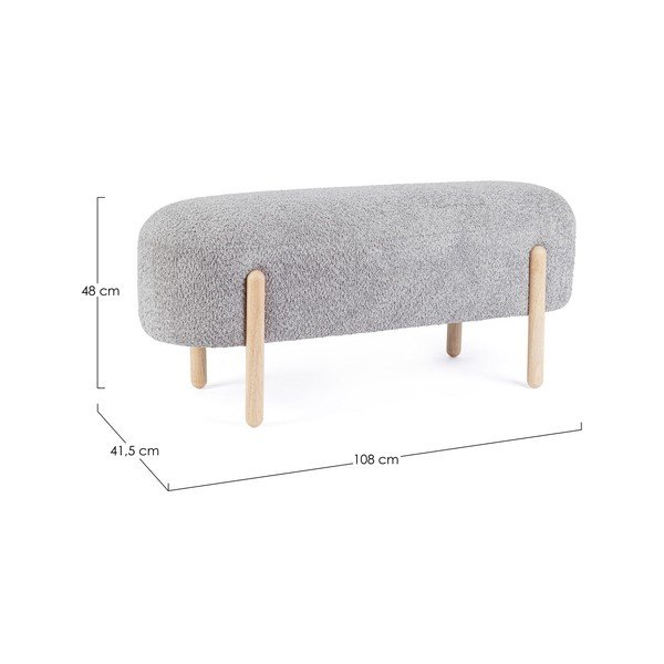Bancă gri capitonată cu tapițerie din țesătură bouclé Dayla – Bizzotto-image-4