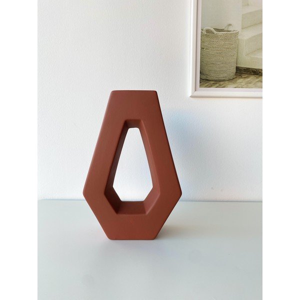 Vază din ceramică Rulina Triang, roșu cărămiziu-image-1