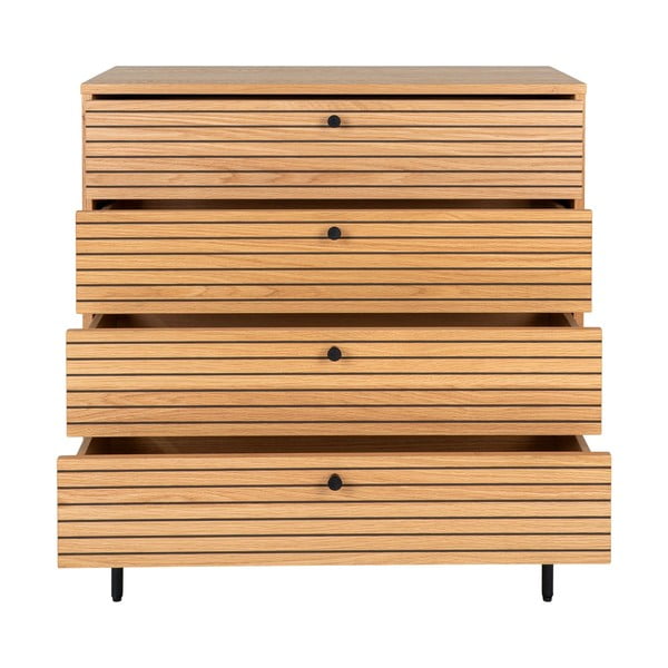 Comodă în culoare naturală înaltă cu aspect de lemn de stejar 80x85 cm Kyoto – House Nordic-image-4