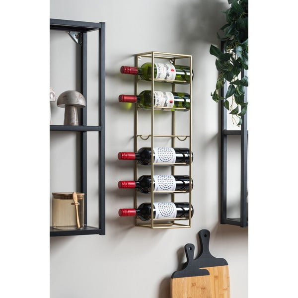 Raft pentru sticle de vin auriu pentru perete din metal număr sticle 6  Single  – PT LIVING-image-1