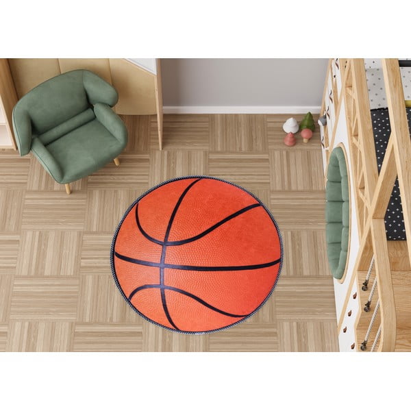 Covor pentru copii portocaliu lavabil ø100 cm Basketball – Vitaus-image-1