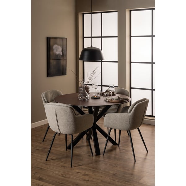 Scaun de sufragerie bej cu cotiere tapițat Dora – Actona-image-3