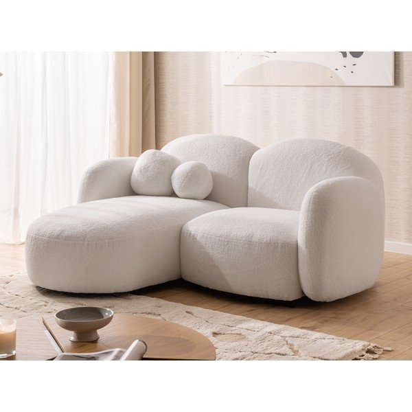 Colțar crem cu tapițerie din țesătură bouclé (cu colț pe partea stângă/cu șezlong) Orbit – Ropez-image-4