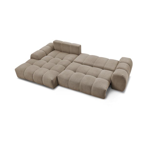Colțar taupe extensibil/cu spațiu de depozitare cu tapițerie din chenille (cu colț pe partea stângă/cu șezlong) Everest – Bobochic Paris-image-4