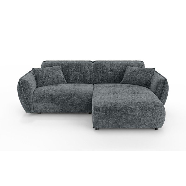 Colțar gri închis cu tapițerie din chenille (cu colț pe partea dreaptă/cu șezlong) Nelia – Ropez