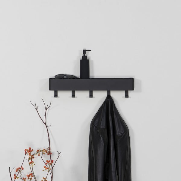 Cuier de perete negru cu raft din metal 52 cm Dax Play – Spinder Design-image-3