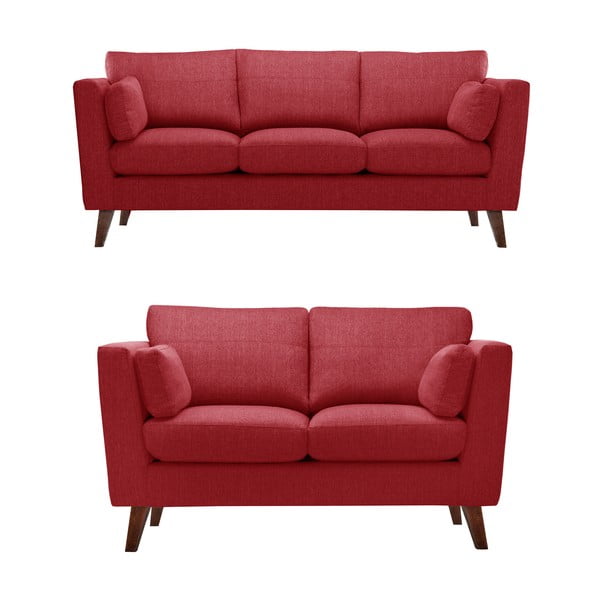Set 2 canapele pentru 2 și 3 persoane Jalouse Maison Elisa, roșu clasic