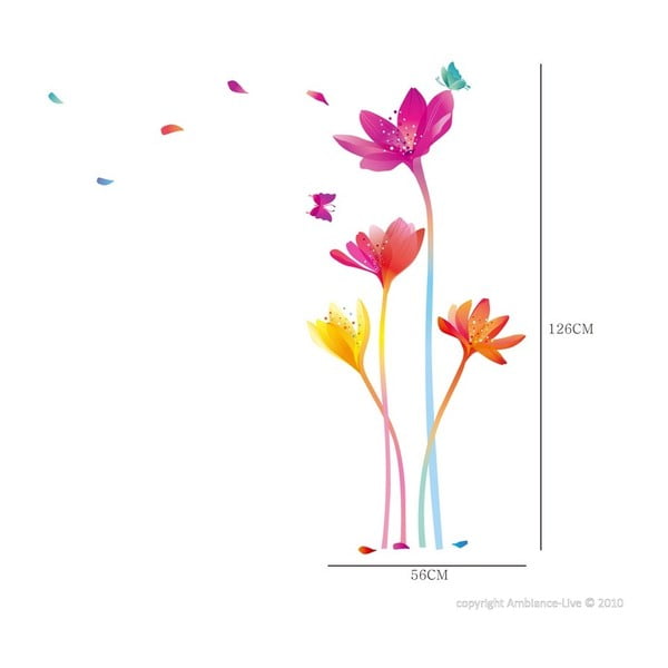 Set autocolante de perete Ambiance Rainbow Flowers-image-1