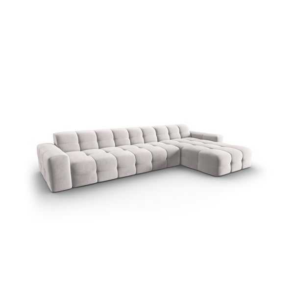 Colțar gri deschis cu tapițerie din catifea (pe partea dreaptă) Kendal – Micadoni Home-image-3