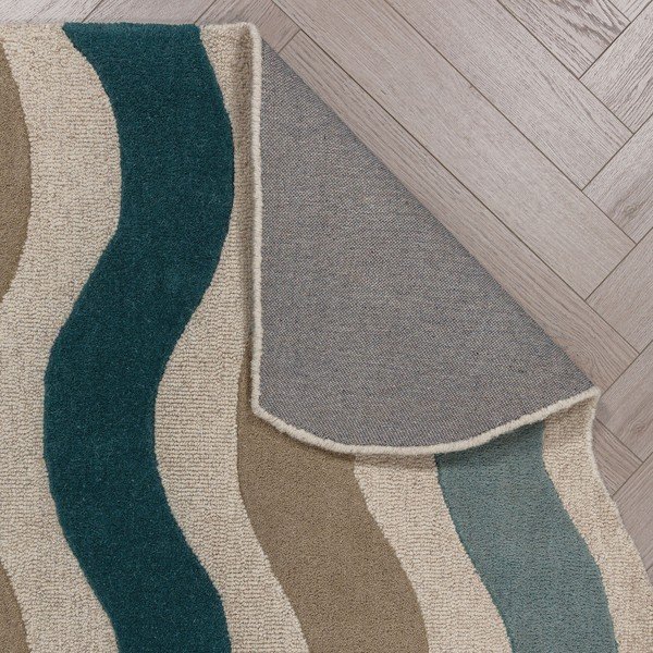 Covor albastru țesut manual din lână 140x200 cm Cascade Wool – Flair Rugs-image-3
