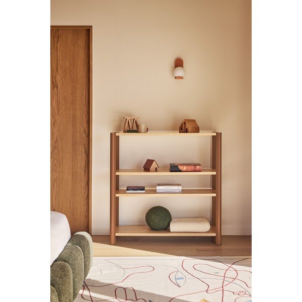 Etajeră cărămizie/în culoare naturală deschisă cu aspect de lemn de stejar 126x128x43 cm Bona – Teulat-image-1