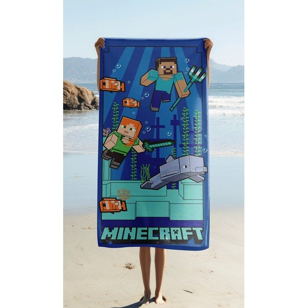 Prosop  pentru copii albastru din microfibră 70x140 cm Minecraft "Underwater Fun" – Jerry Fabrics-image-1