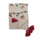 Pătură crem 130x160 cm  cu model de Crăciun Yule – Bloomingville