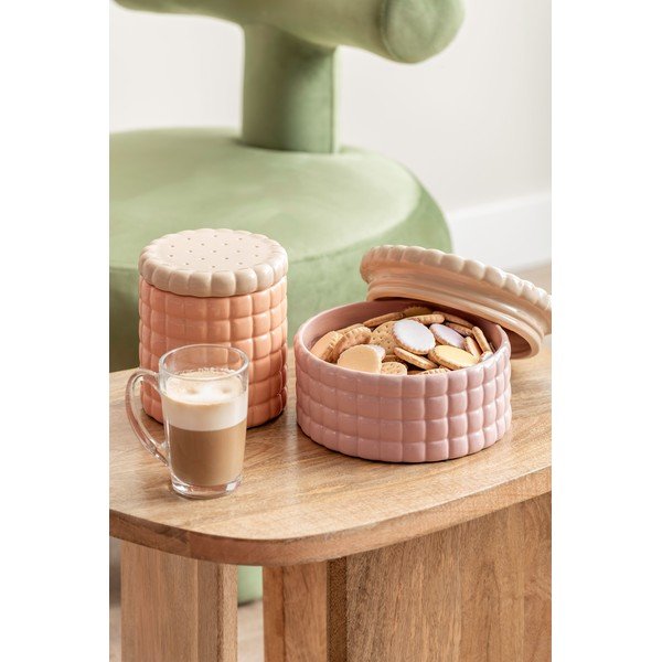 Cutie de depozitare roz-deschis din ceramică decorativă ø 20x10 cm Biscuit Box – PT LIVING-image-1