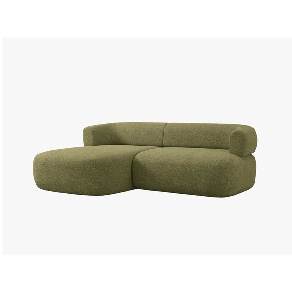 Colțar verde cu tapițerie din țesătură bouclé (cu colț pe partea stângă/cu șezlong) Jenny – Micadoni -image-2
