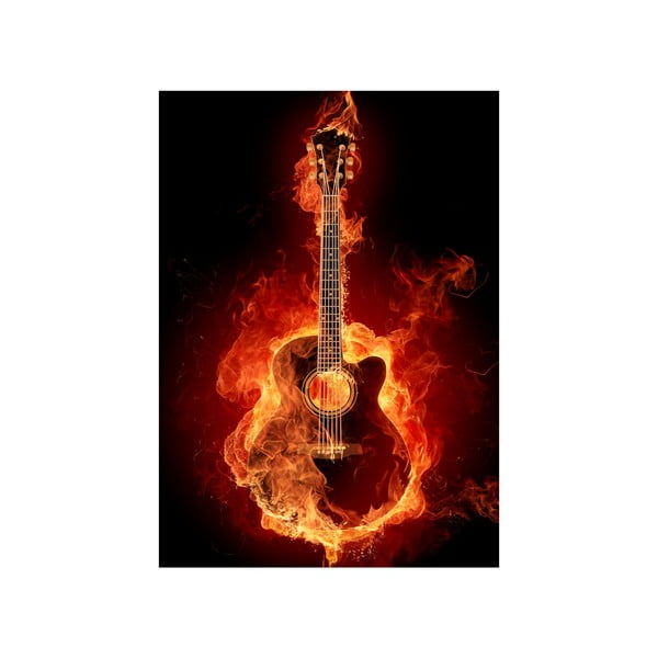 Tablou Guitar on Fire 45 x 70 cm