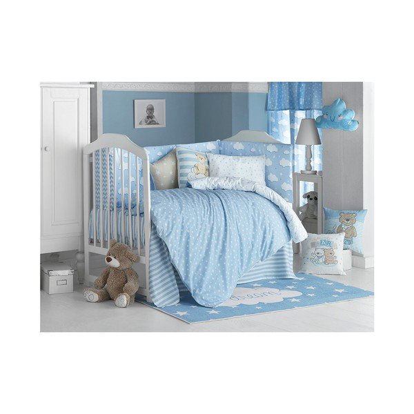 Protecție din bumbac pentru patul copiilor Mike & Co. NEW YORK Carino, 40 x 210 cm, albastru-image-1