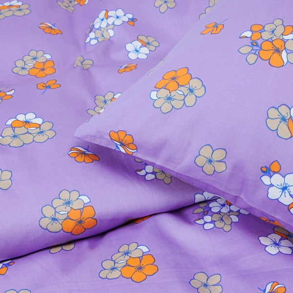 Lenjerie de pat mov din bumbac satinat pentru pat de o persoană 140x200 cm Grand Pleasantly – JUNA-image-2