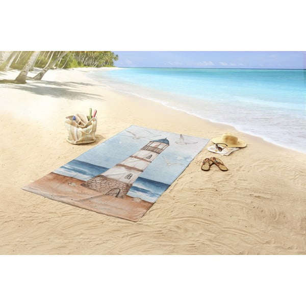 Prosop de plajă albastru-maro din catifea 100x180 cm Berlin – Good Morning-image-1