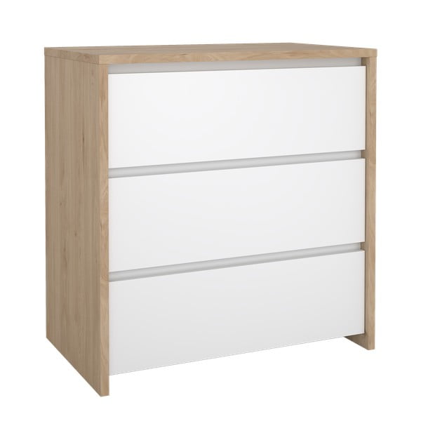 Comodă albă-în culoare naturală cu aspect de lemn de stejar 80x84x48 cm Next – Tvilum-image-4