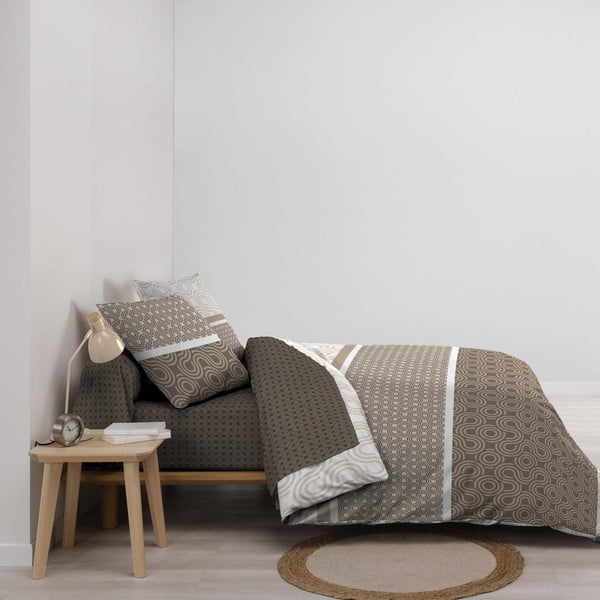 Lenjerie de pat maro din bumbac pentru pat dublu, extinsă cu cearceaf inclus, cu 6 piese 240x220 cm Pacha – douceur d'intérieur-image-1