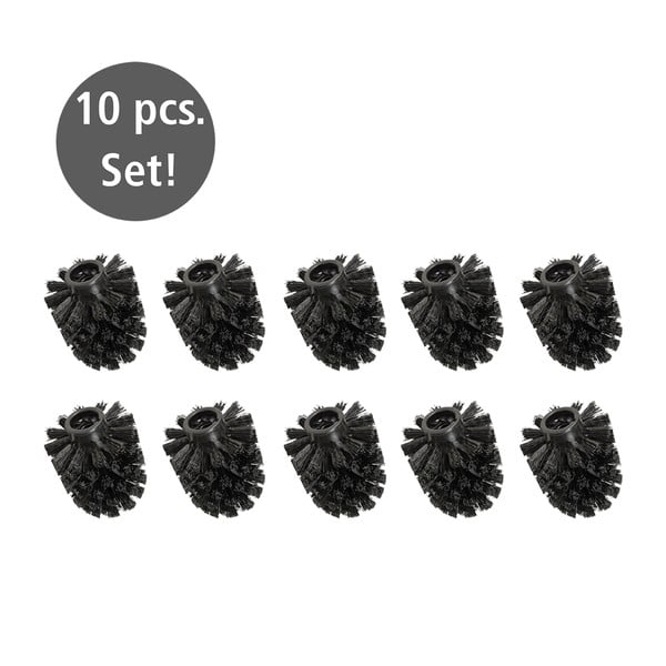 Set de capete pentru peria WC negru 10 buc. din plastic Ø8cm – Wenko