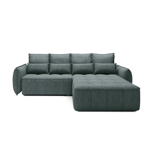 Colțar verde extensibil/cu spațiu de depozitare cu tapițerie din catifea (cu colț pe partea dreaptă/cu șezlong) Campo – ELTAP