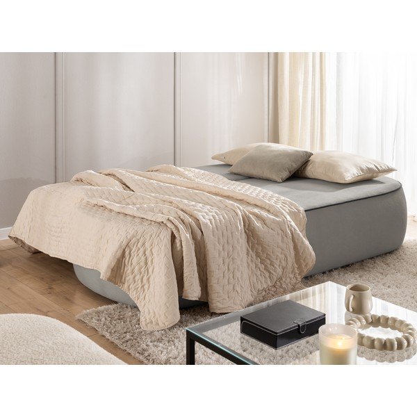 Canapea neagră/gri extensibilă/cu spațiu de depozitare cu tapițerie din catifea 210 cm Saga – Ropez-image-1
