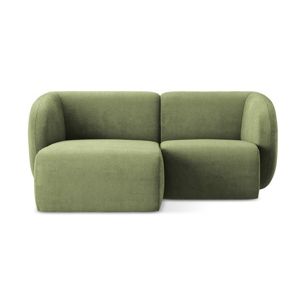 Colțar verde cu tapițerie din chenille (cu colț pe partea stângă/cu șezlong) Lani – Makamii