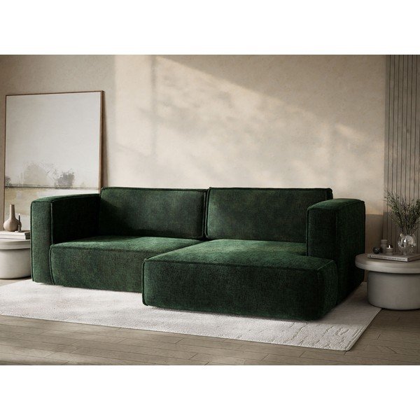 Colțar verde închis extensibil/cu spațiu de depozitare cu tapițerie din chenille (cu colț pe partea dreaptă/cu șezlong) Velto – Maison de Rêve-image-4