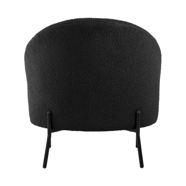 Fotoliu negru cu tapițerie din țesătură bouclé Noble – Leitmotiv-image-3