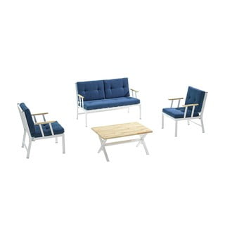 Set mobilier de grădină alb/albastru pentru patru persoane Lotus – Floriane Garden